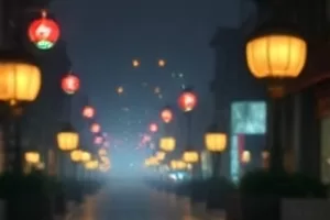 《三月雨季》便利店门口的雨幕，玻璃上水痕密布