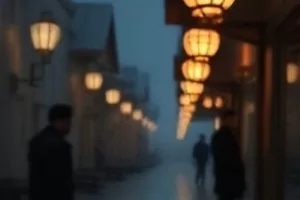 《逆流的河》上游河道逆光拍摄，水面浮着碎冰