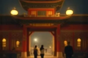 《雪落之前》初雪覆盖的木栈道，脚印延伸至画面外