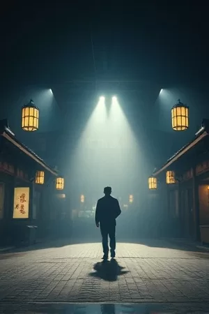 《夜行列车》深夜车厢走廊，窗外灯光拉成光带
